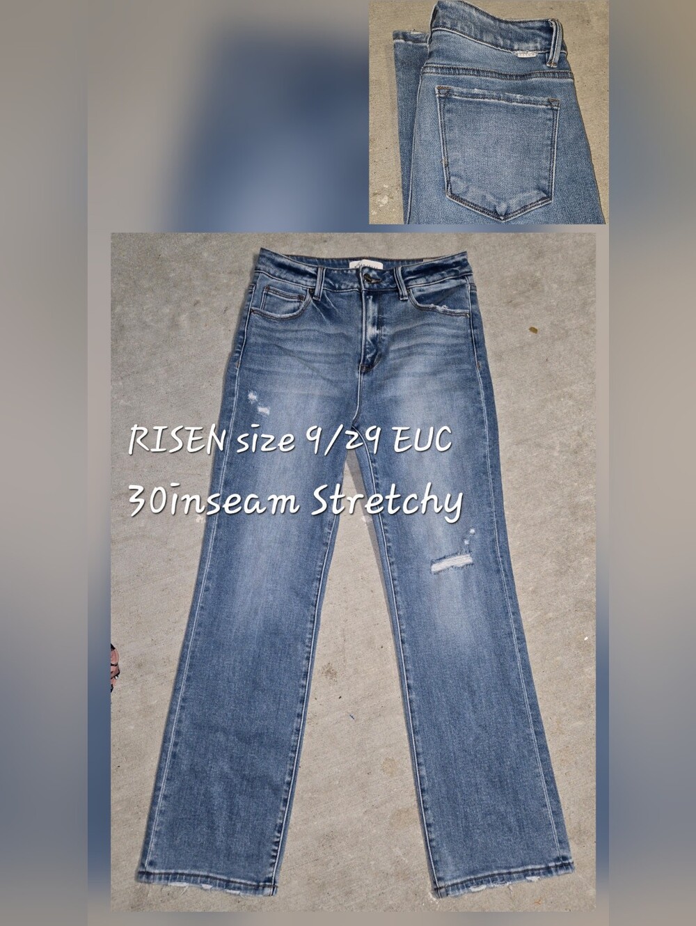 Risen Women's Stretch Straight-Leg Jeans in Mid Blue - Size 9/29